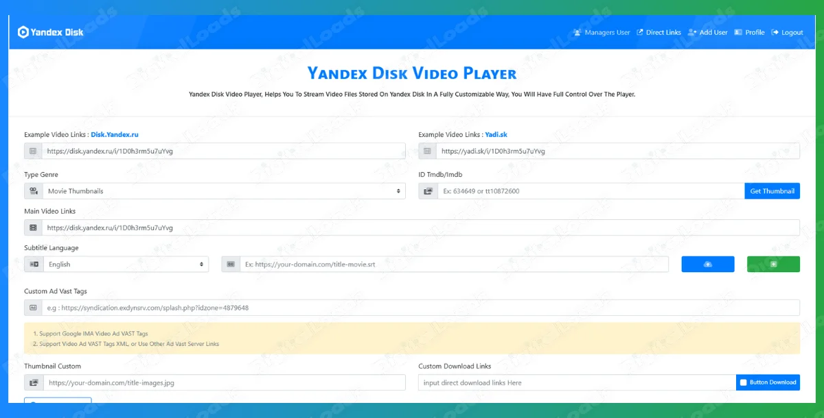 YandexDisk - Simple Video Player & Direct URL Shortener & Quality Auto HD